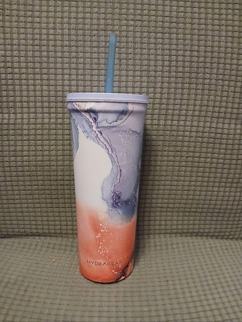 Hydragear Fashion Marble 24 oz Tumbler with Straw - Blue & Coral Pink (080526D)